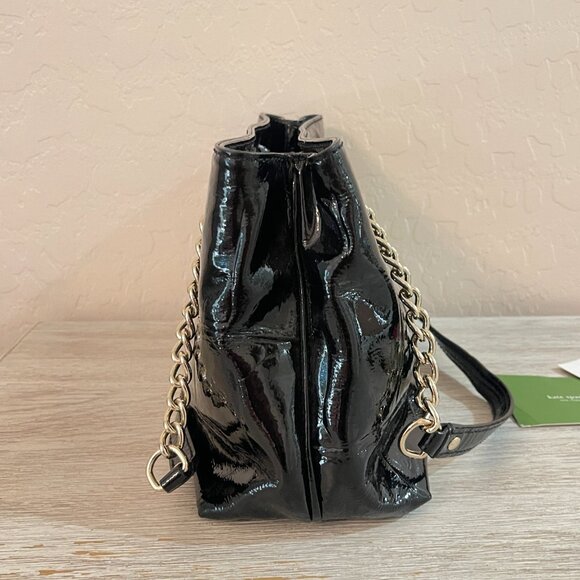 Kate Spade Satchel Shoulder Bag Helena Knightsbridge Black Croc Gold Chain - Picture 4 of 14